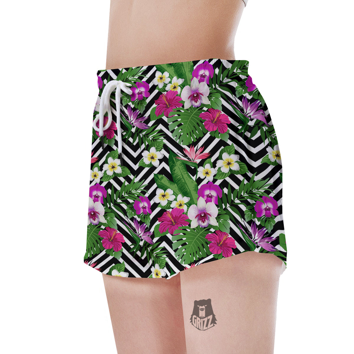 Tropical Zig Zag Print Pattern Women's Shorts-grizzshop