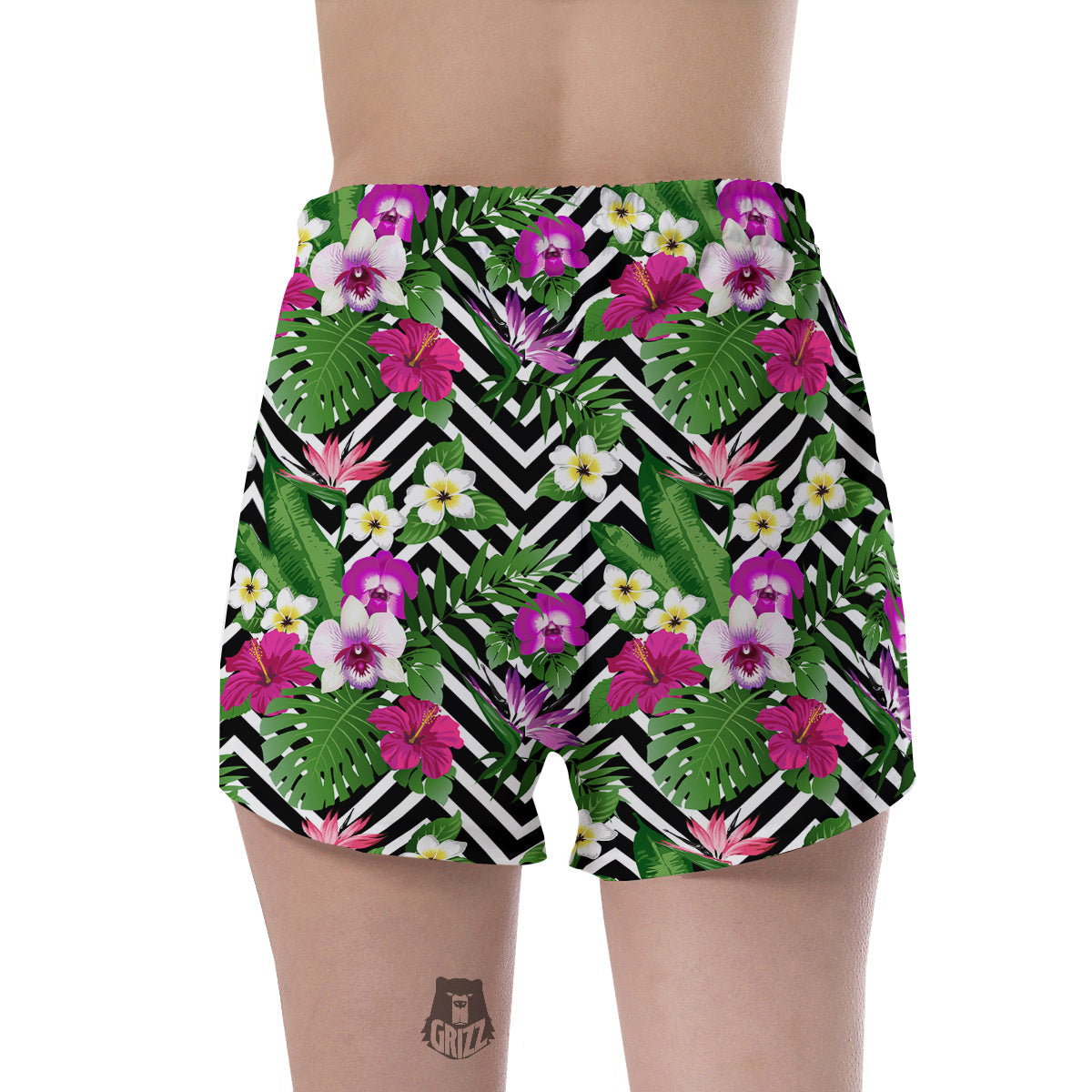 Tropical Zig Zag Print Pattern Women's Shorts-grizzshop