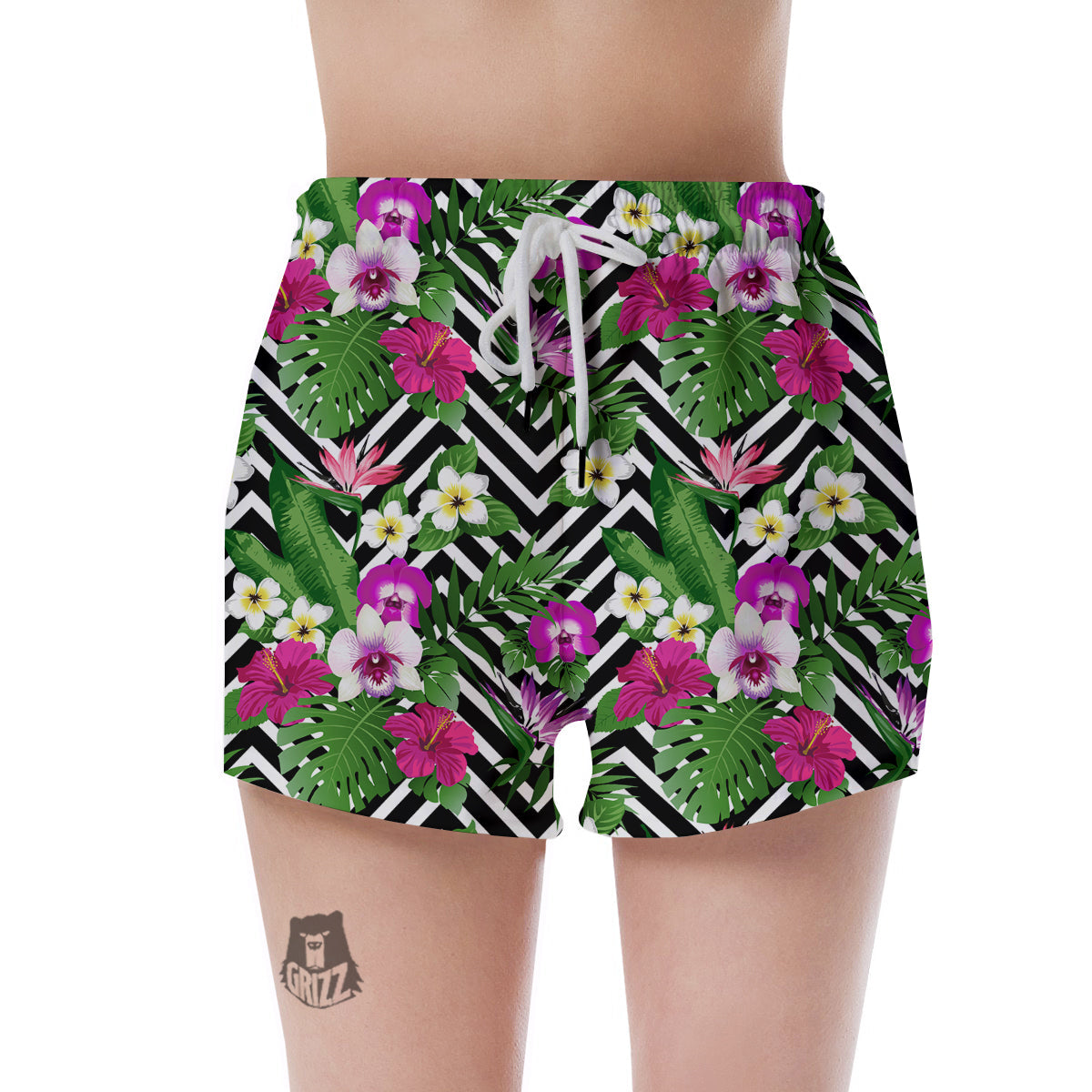 Tropical Zig Zag Print Pattern Women's Shorts-grizzshop