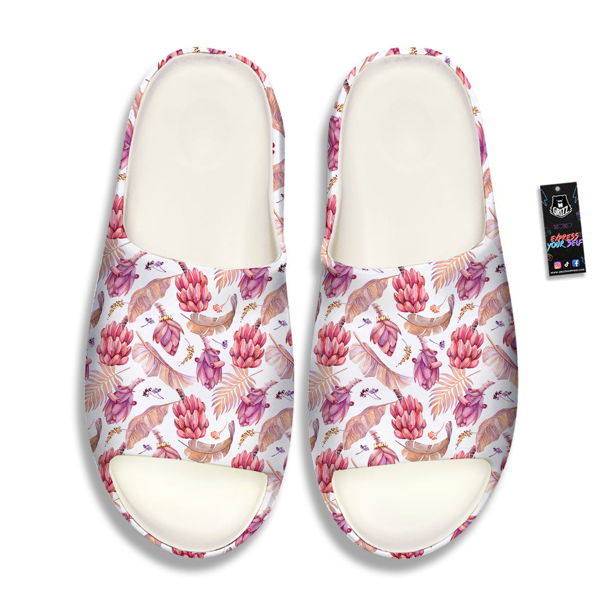 Tropical Banana Pink Print Pattern Sandals-grizzshop
