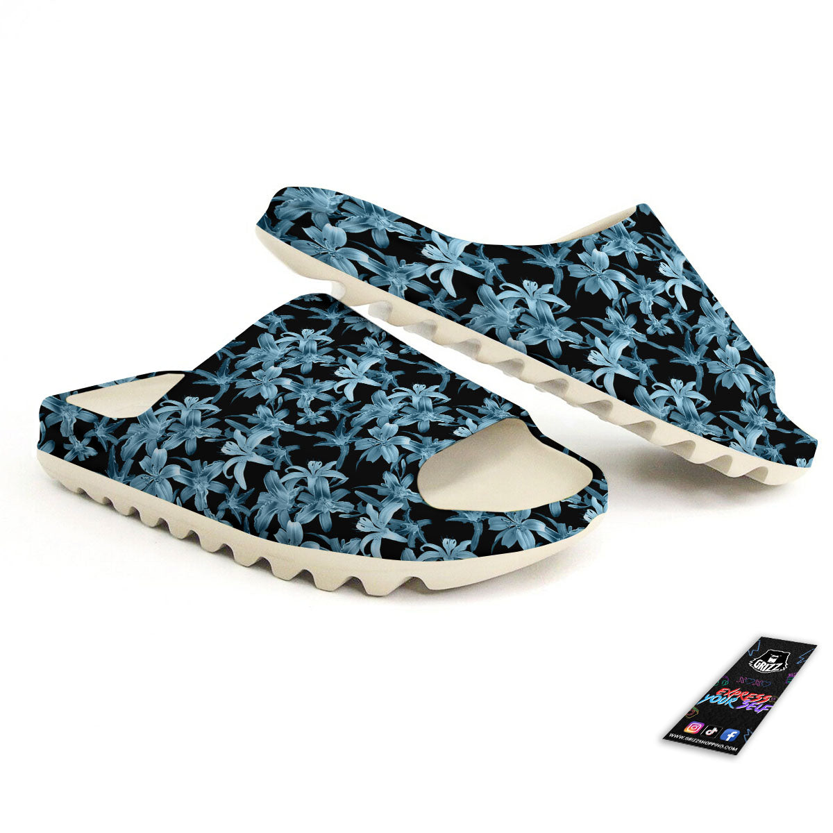 Tropical Blossom Blue Print Pattern Sandals-grizzshop
