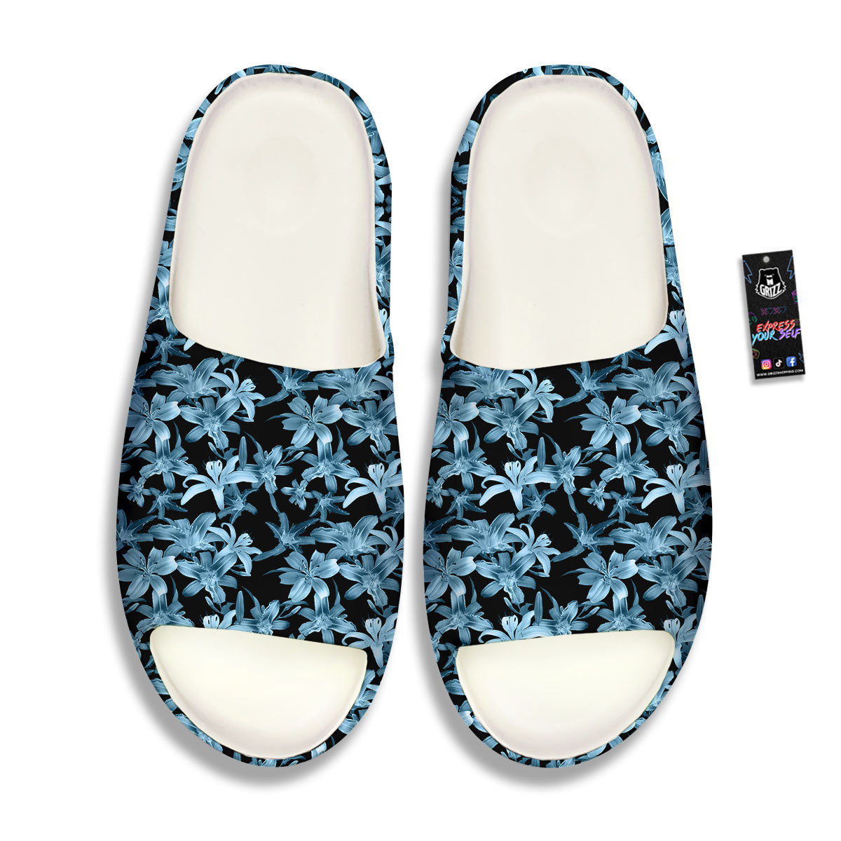 Tropical Blossom Blue Print Pattern Sandals-grizzshop