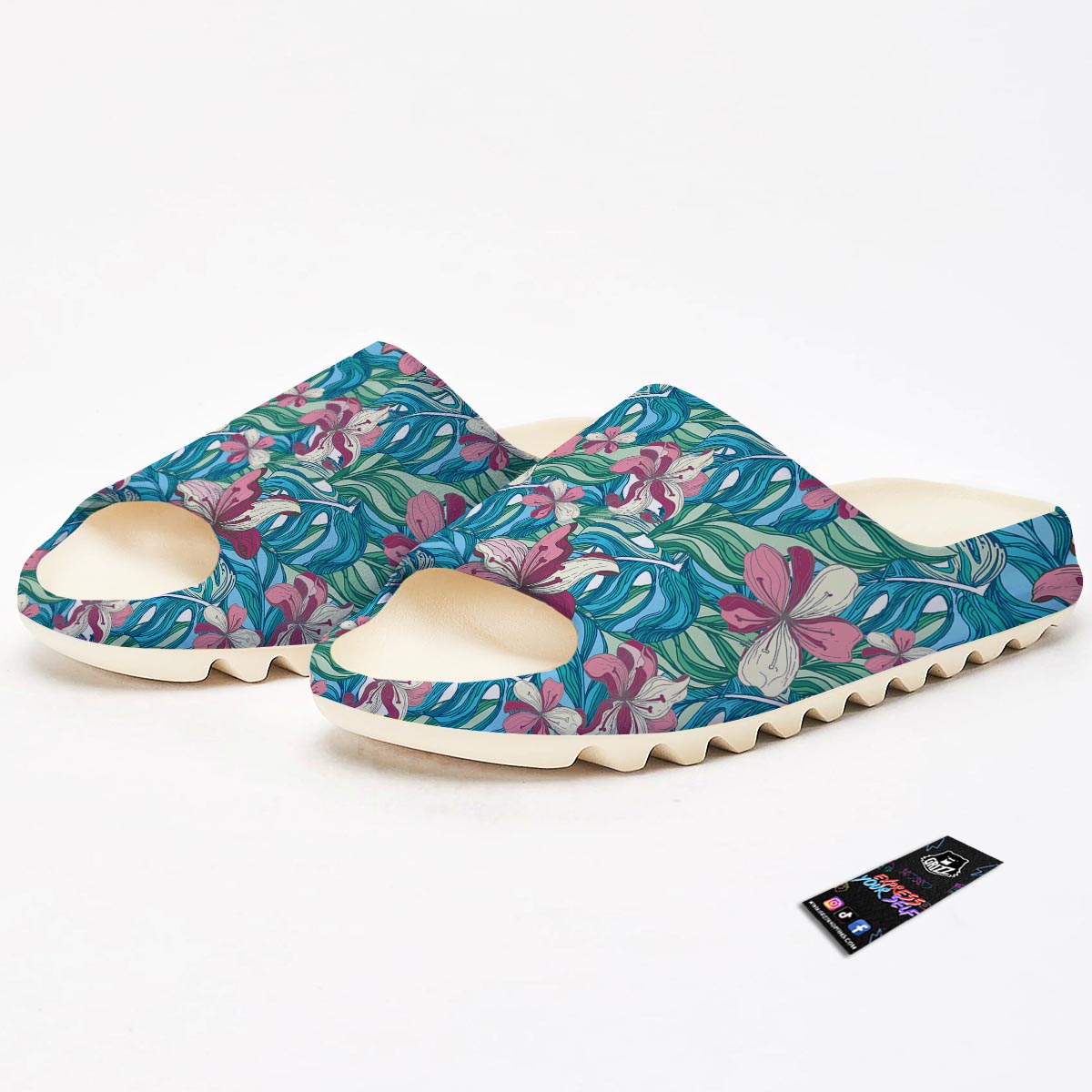 Tropical Blossom Teal Pink Print Pattern Sandals-grizzshop