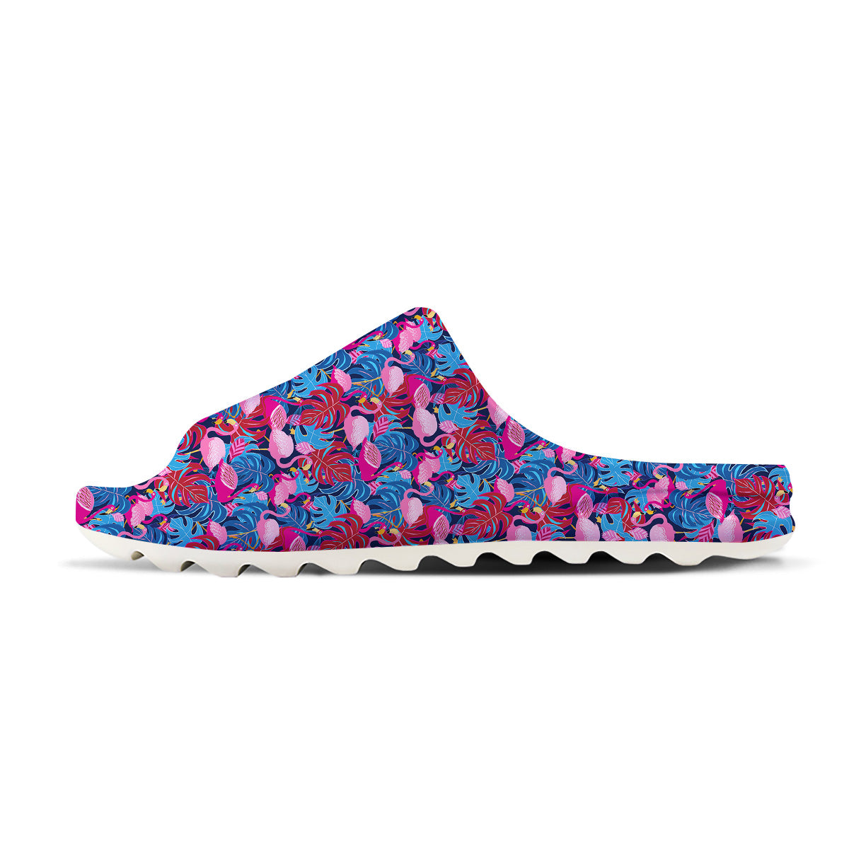 Tropical Blue And Pink Flamingo Print Sandals-grizzshop