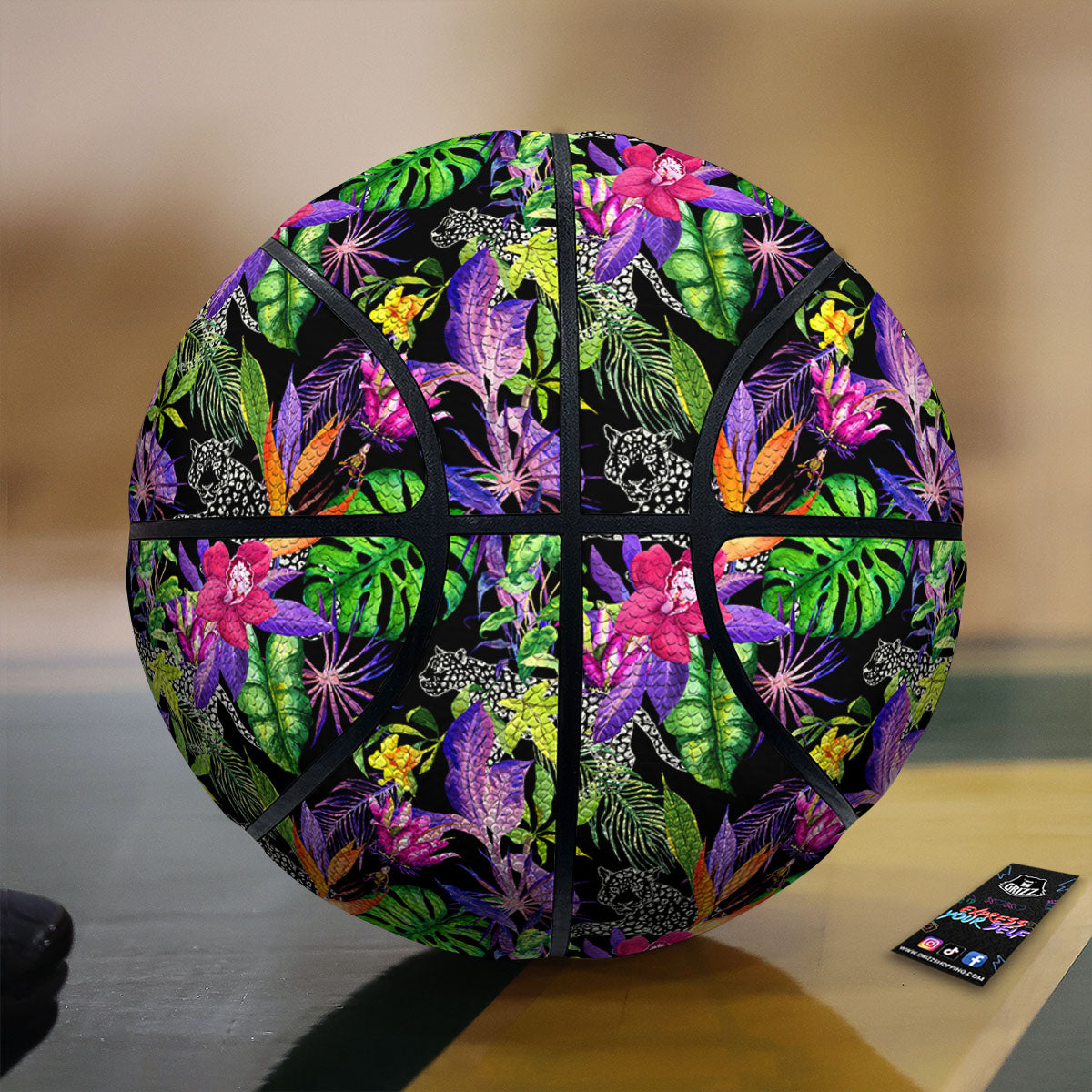 Tropical Flower Leaf Light Print Pattern Basketball