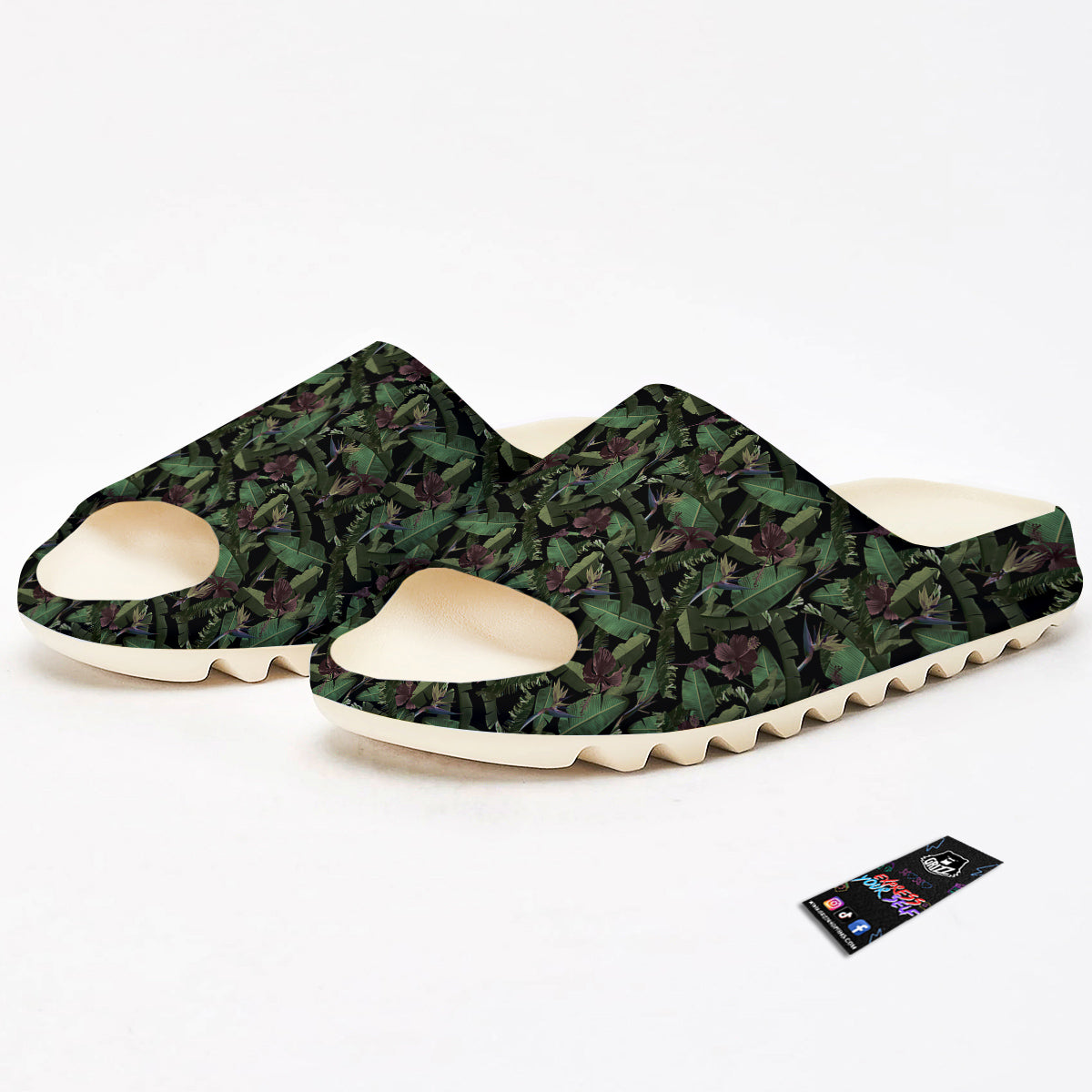 Tropical Hawaiian Dark Print Pattern Sandals-grizzshop