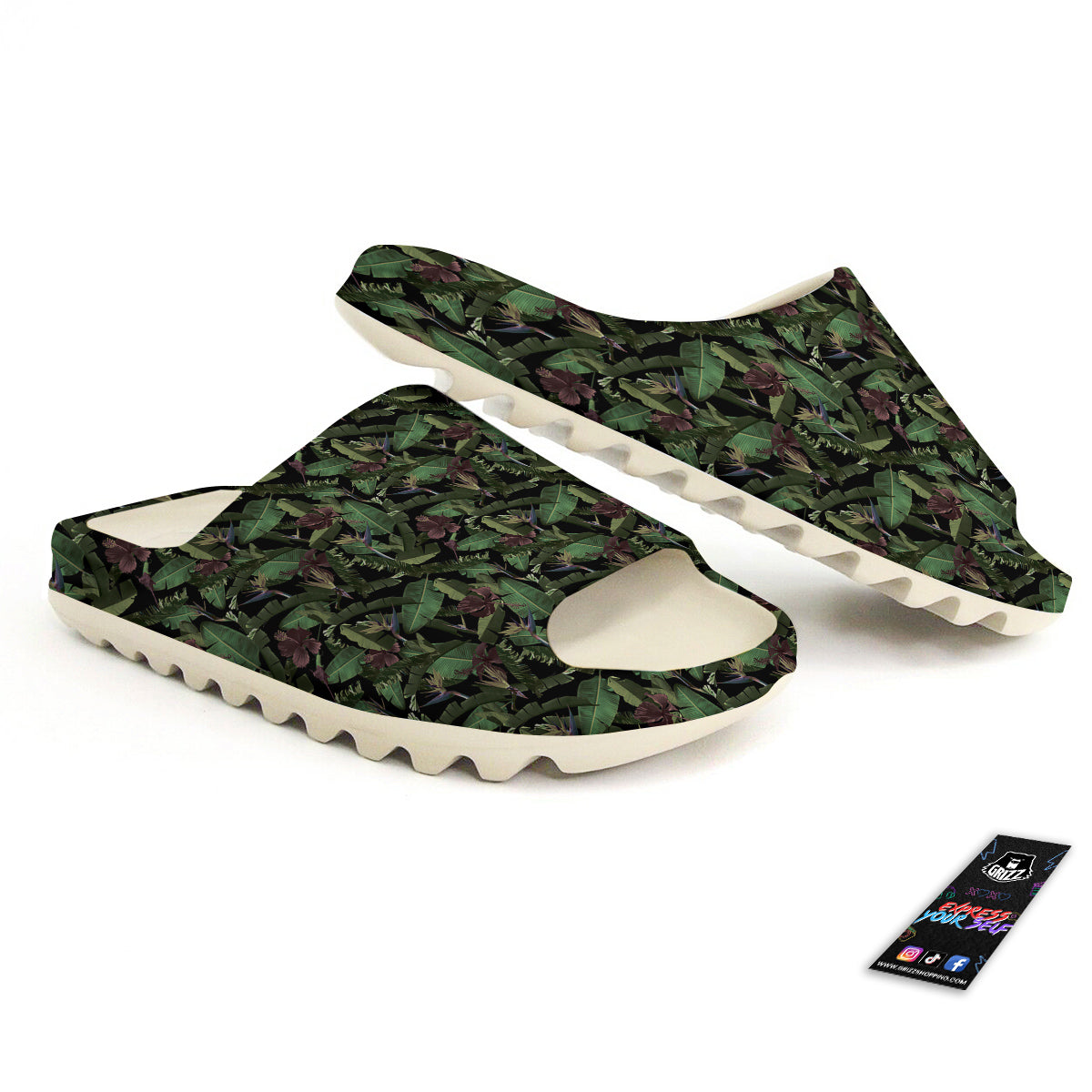 Tropical Hawaiian Dark Print Pattern Sandals-grizzshop