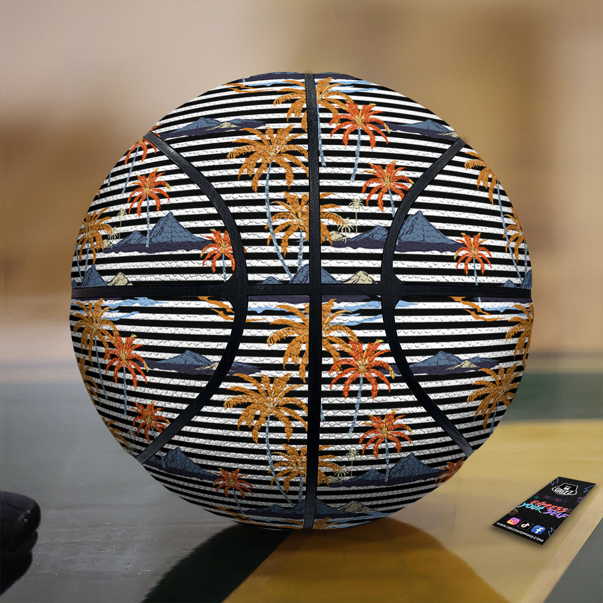 Tropical Island And Stripes Print Pattern Basketball