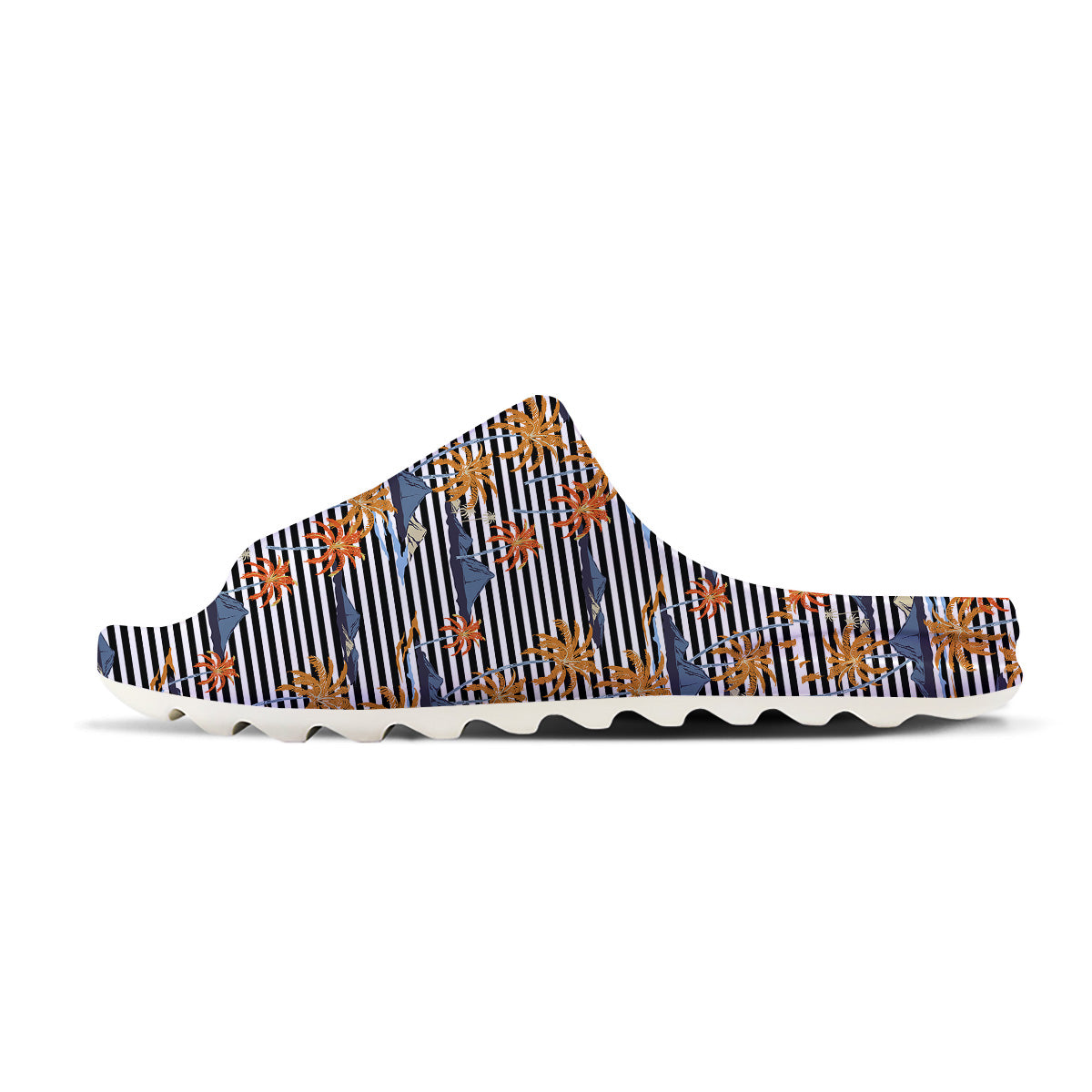 Tropical Island And Stripes Print Pattern Sandals-grizzshop