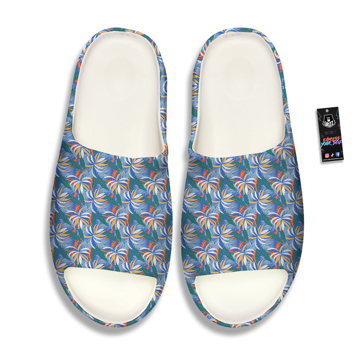 Tropical Leaf Colorful Print Pattern Sandals-grizzshop