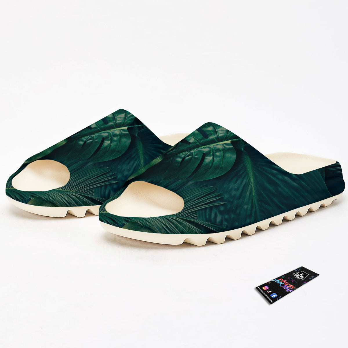 Tropical Leaf Natural Print Sandals-grizzshop