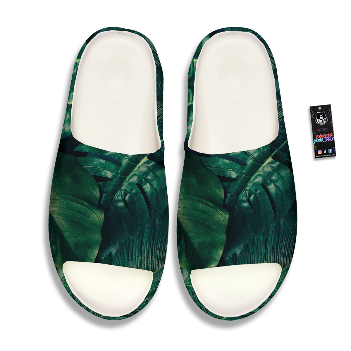 Tropical Leaf Natural Print Sandals-grizzshop