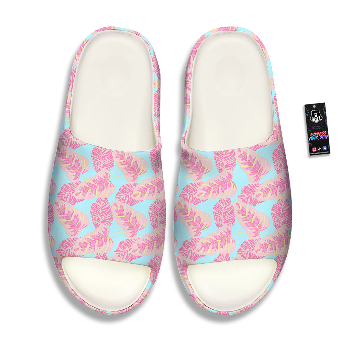 Tropical Leaf Pink And Teal Print Pattern Sandals-grizzshop