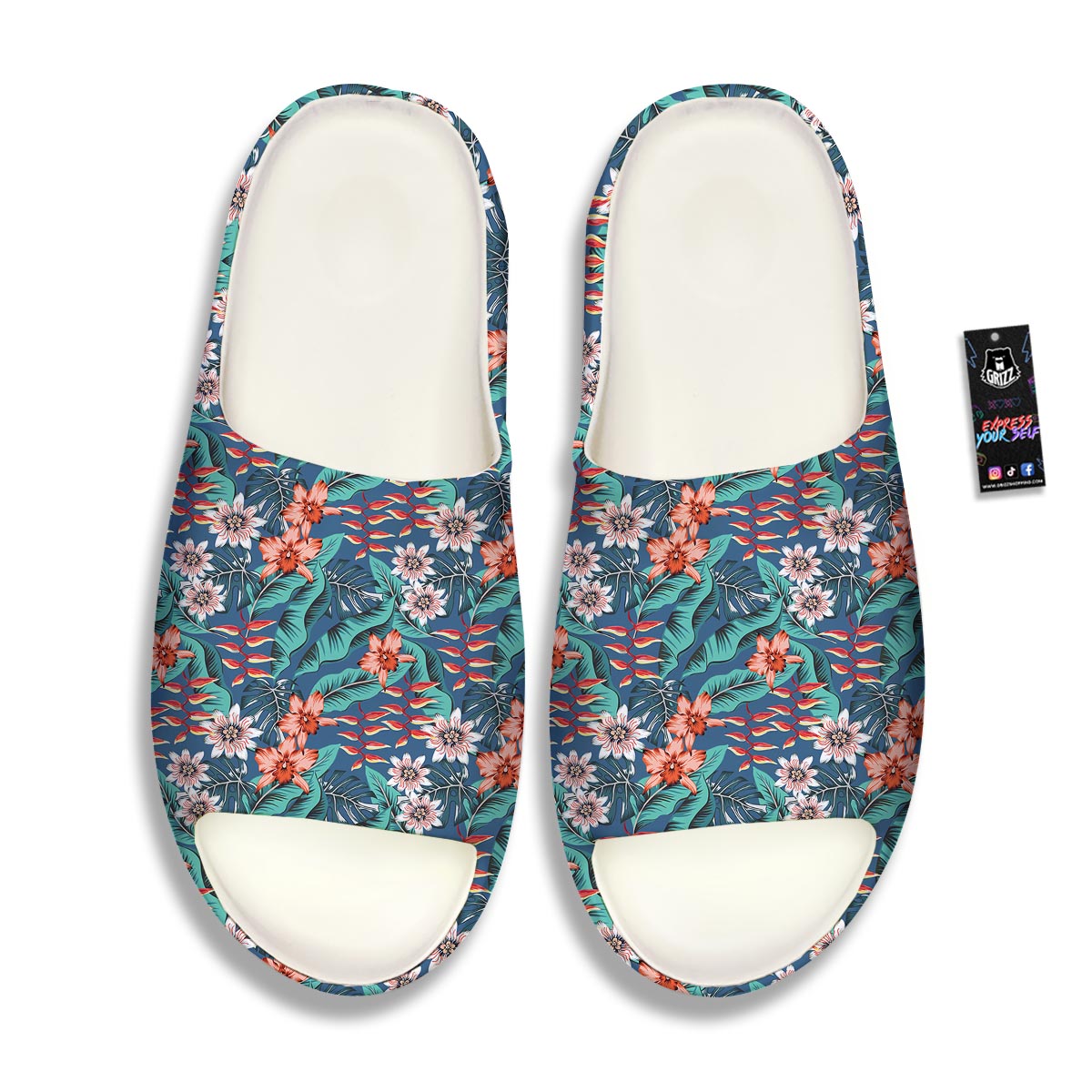 Tropical Leaf Teal Print Pattern Sandals-grizzshop