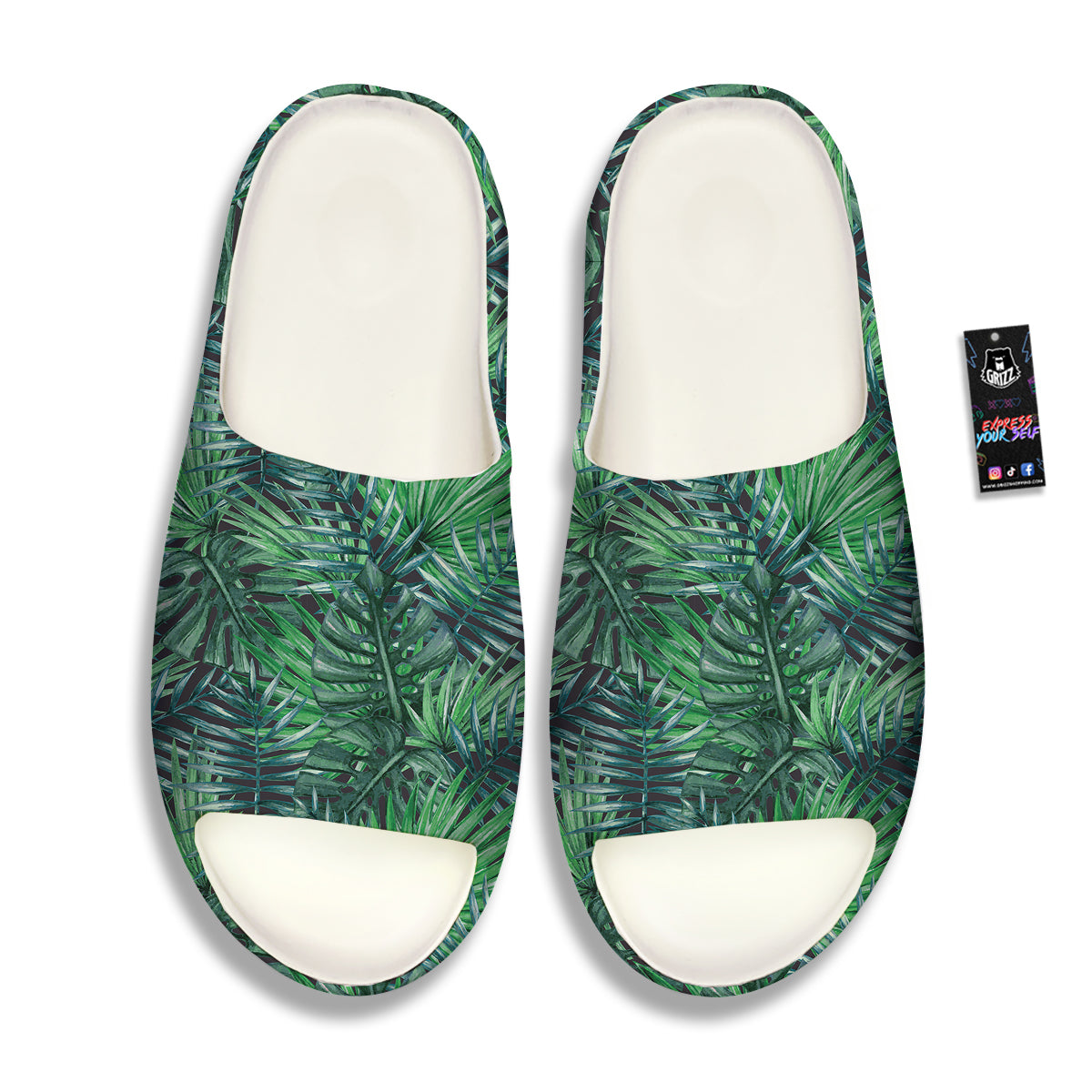 Tropical Leaf Watercolor Print Pattern Sandals-grizzshop