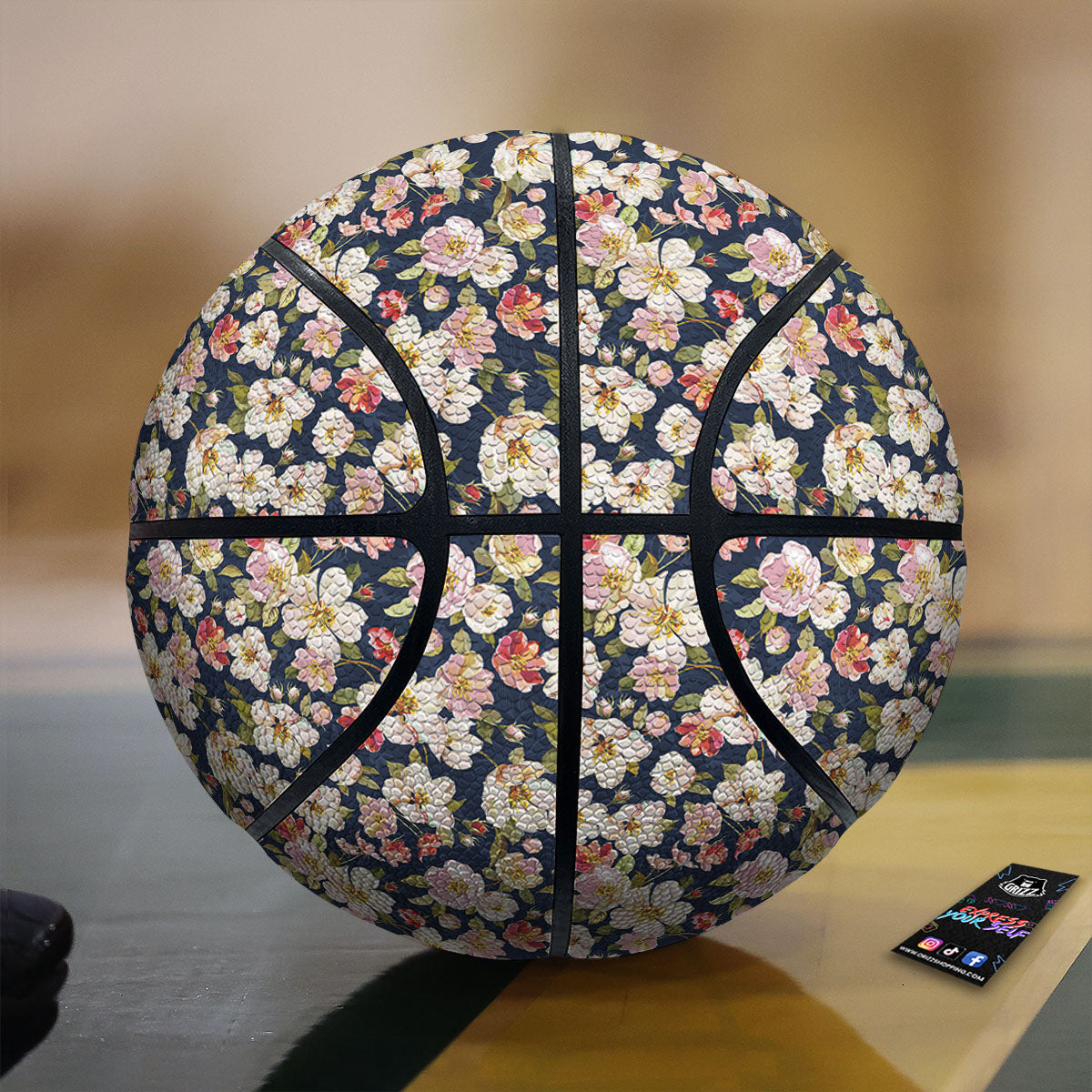 Tropical Leaves Blossom Print Pattern Basketball