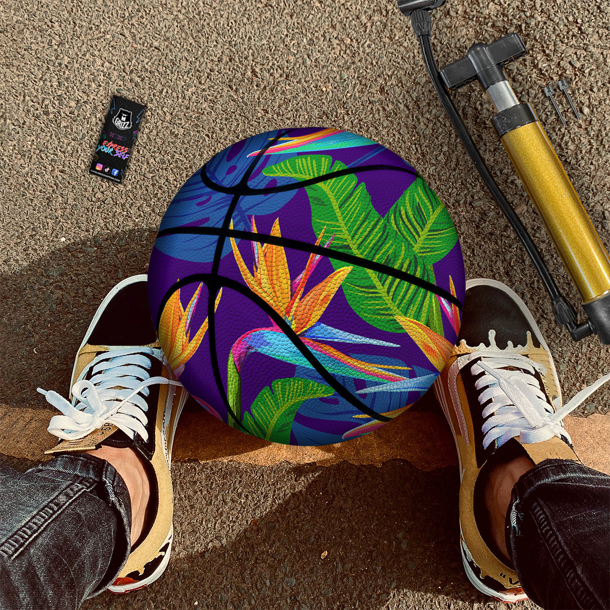 Tropical Leaves Colorful Print Pattern Colorful Basketball