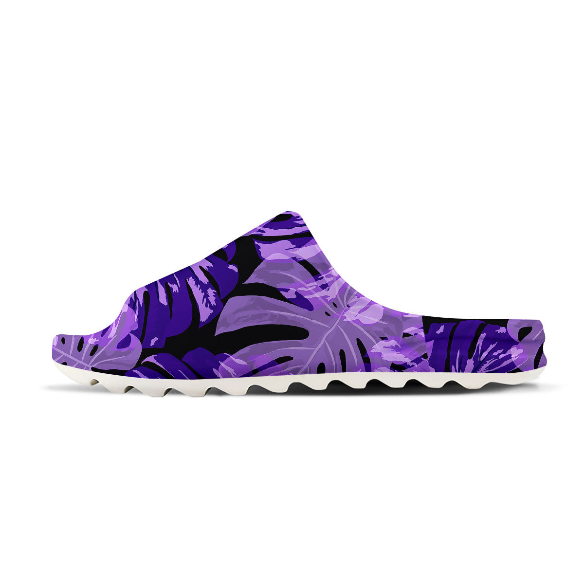 Tropical Leaves Purple Print Sandals-grizzshop