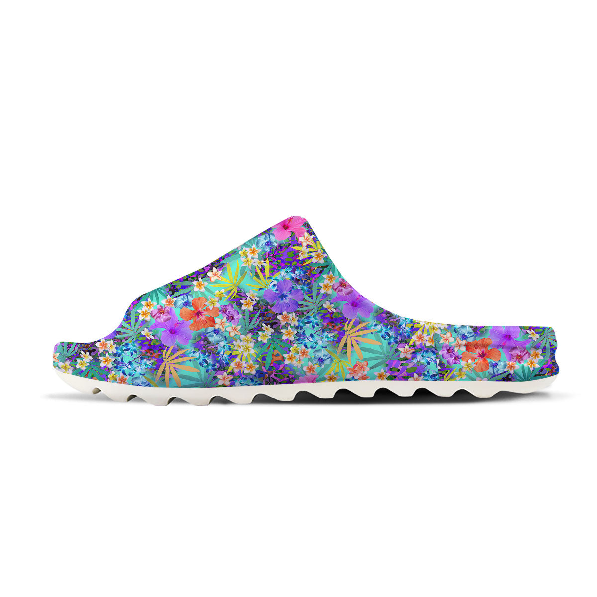 Tropical Neon Hibiscus Print Pattern Sandals-grizzshop