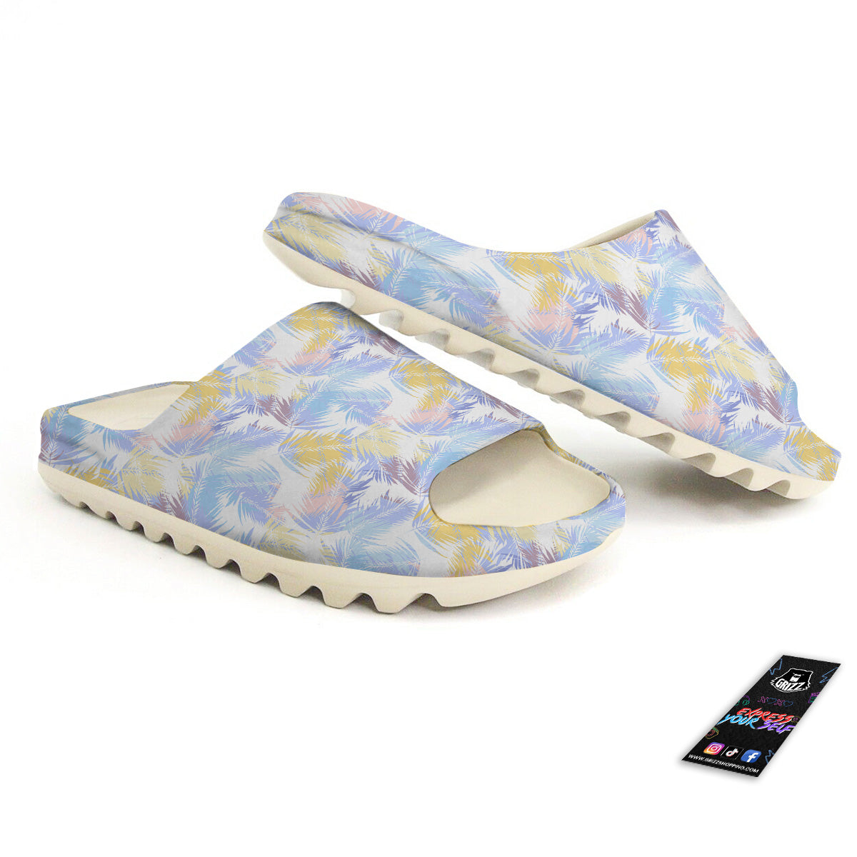 Tropical Palm Leaf Pastel Print Pattern Sandals-grizzshop