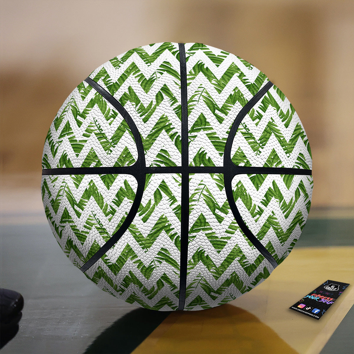 Tropical Palm Leaves Tropical Zigzag Print Pattern Basketball