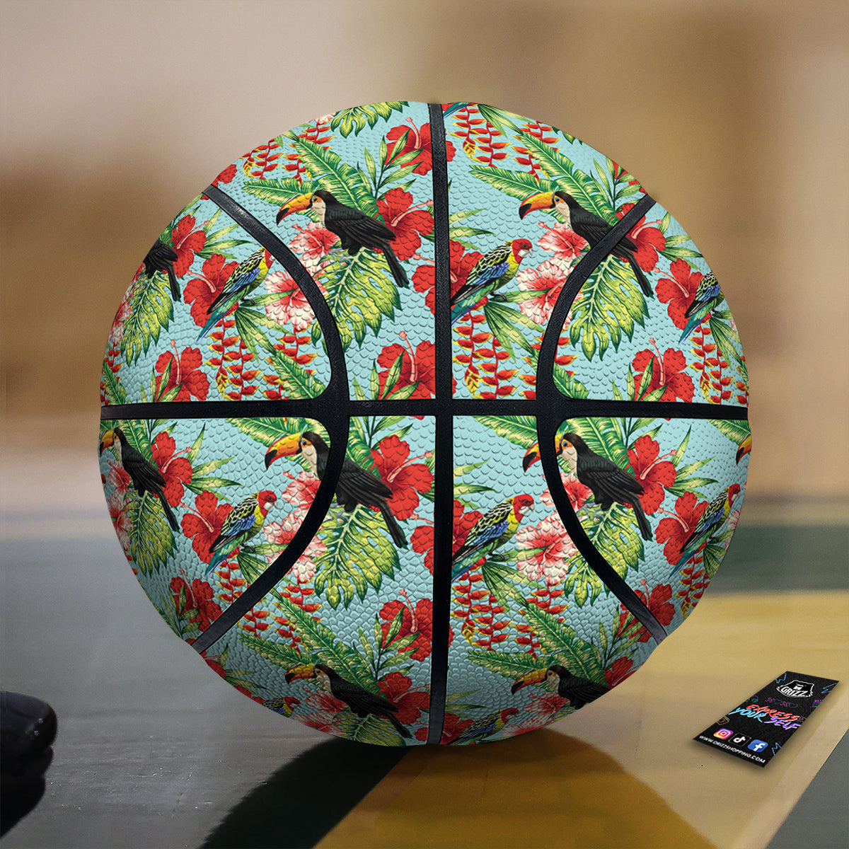 Tropical Parrot Toucan Print Pattern Basketball