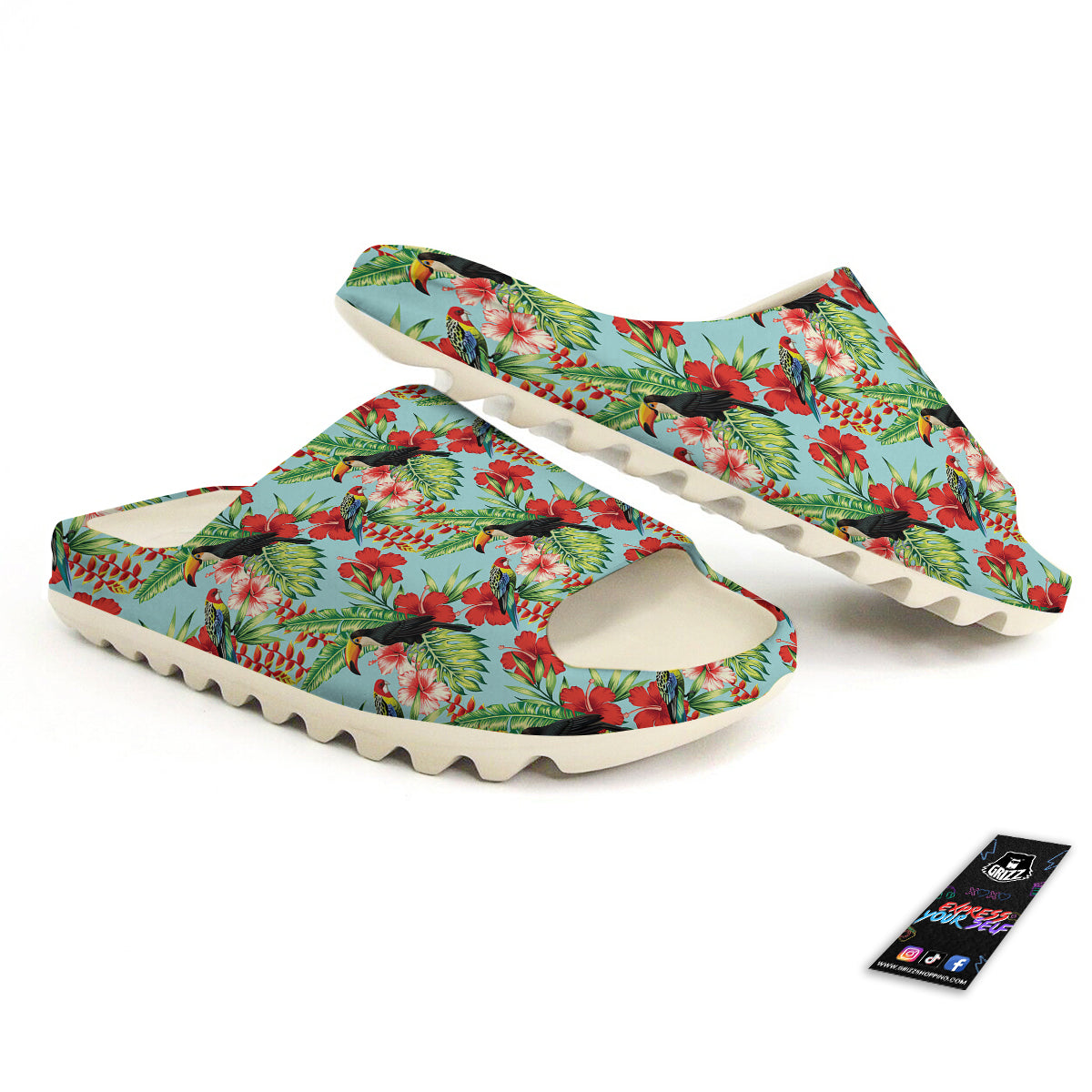 Tropical Parrot Toucan Print Pattern Sandals-grizzshop