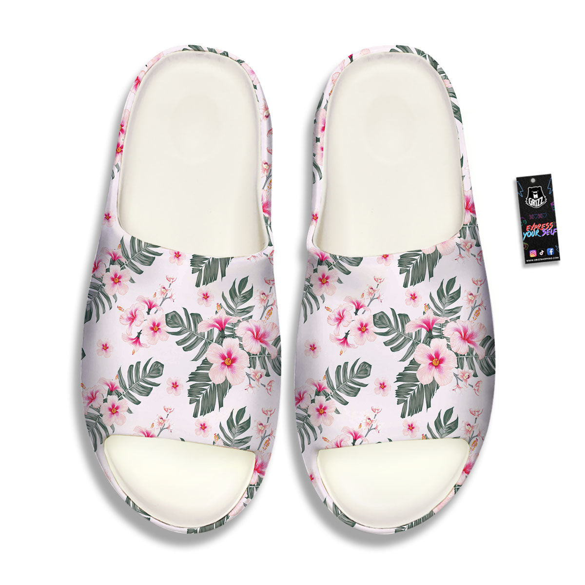 Tropical Pink Hibiscus Print Pattern Sandals-grizzshop