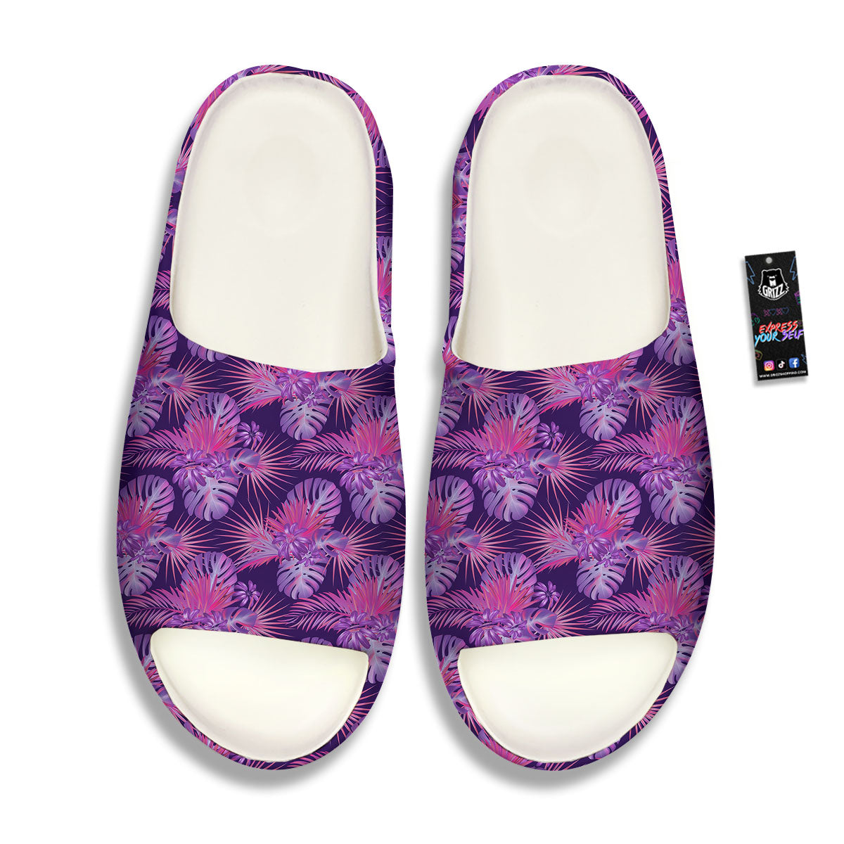 Tropical Purple Print Pattern Sandals-grizzshop