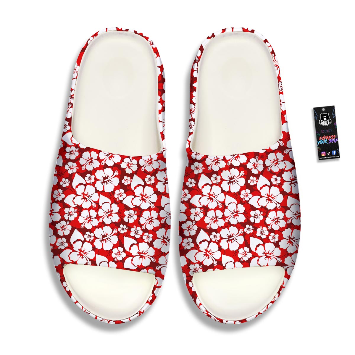 Tropical Red Hawaiian Print Pattern Sandals-grizzshop