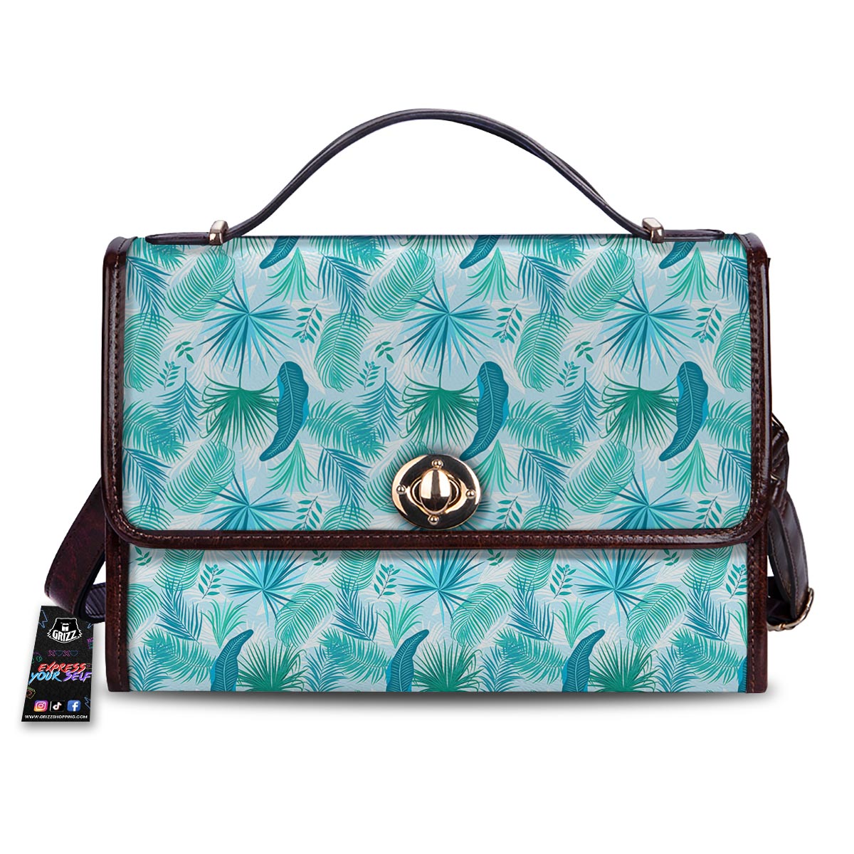 Tropical Teal Aloha Print Pattern Women's Satchel Bag