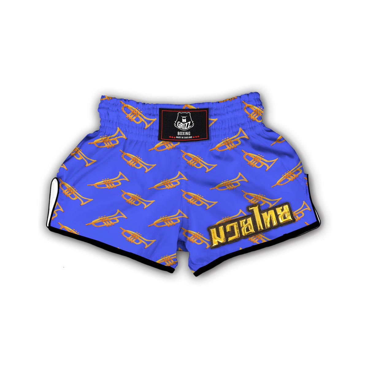 Trumpet Blue Pattern Print Muay Thai Boxing Shorts-grizzshop