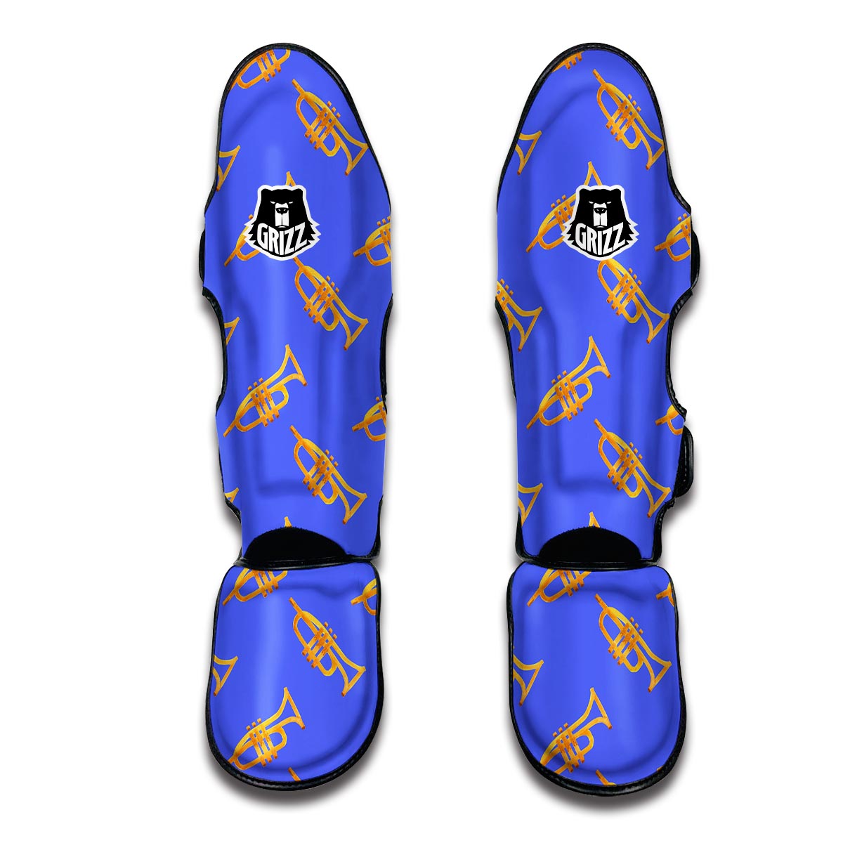 Trumpet Blue Pattern Print Muay Thai Shin Guards-grizzshop