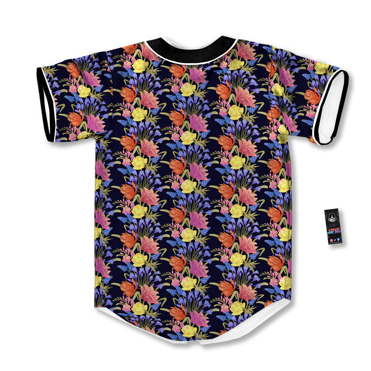Tulip Colorful Print Pattern Baseball Jersey-grizzshop