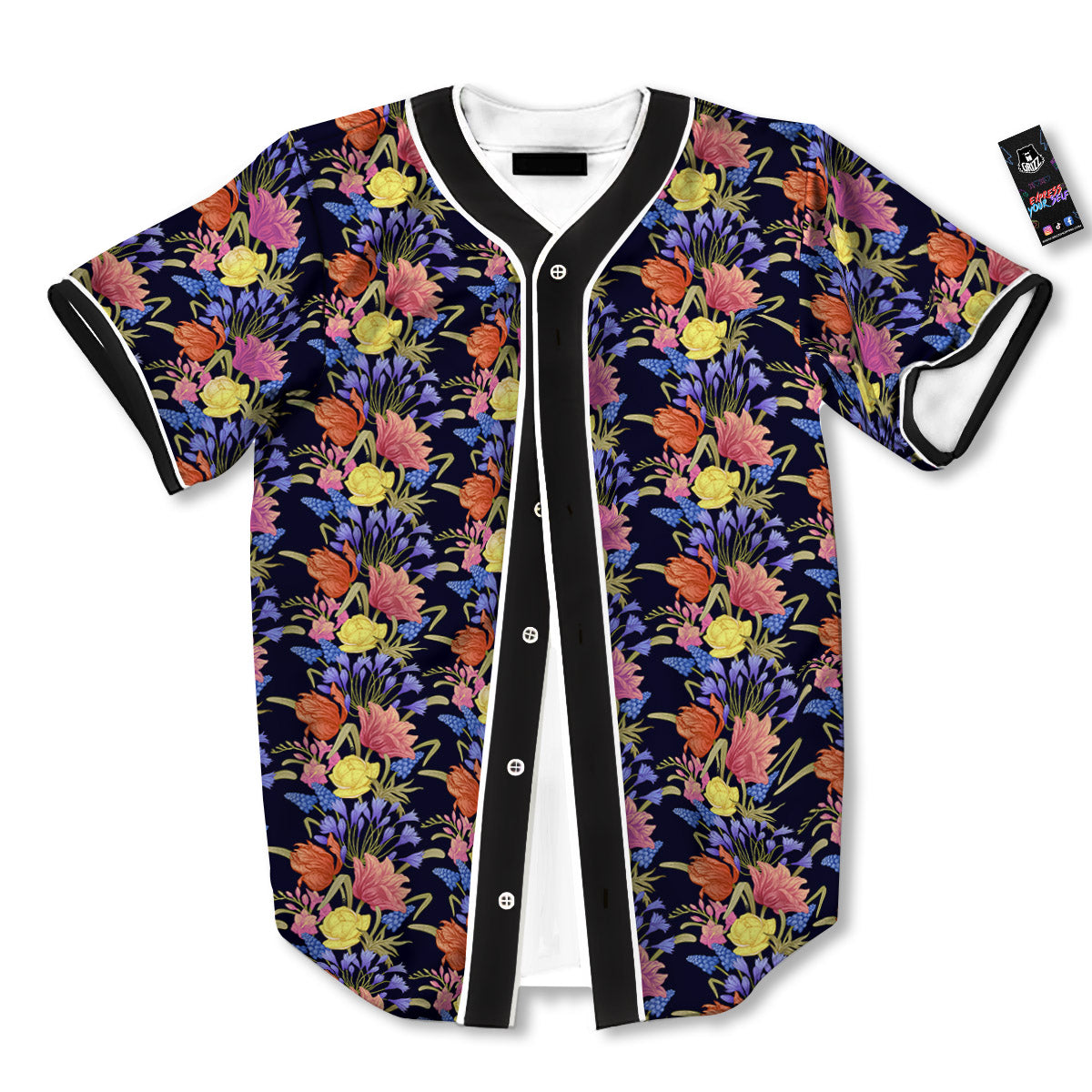 Tulip Colorful Print Pattern Baseball Jersey-grizzshop