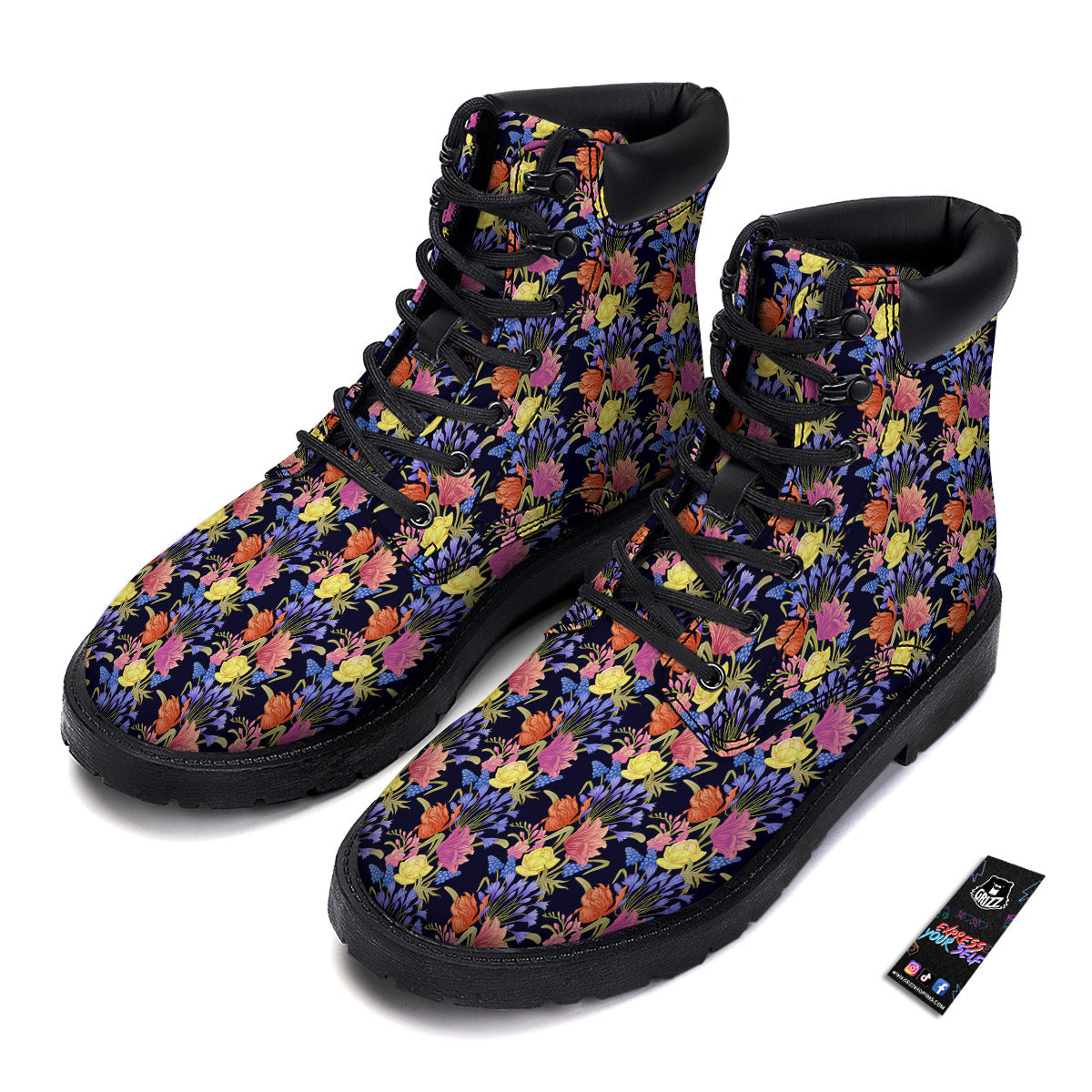 Tulip Colorful Print Pattern Boots-grizzshop