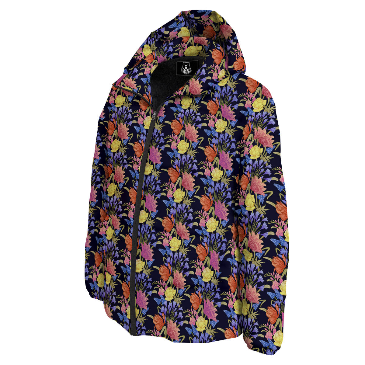 Tulip Colorful Print Pattern Down Jacket-grizzshop
