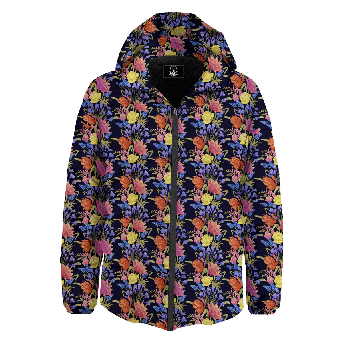 Tulip Colorful Print Pattern Down Jacket-grizzshop
