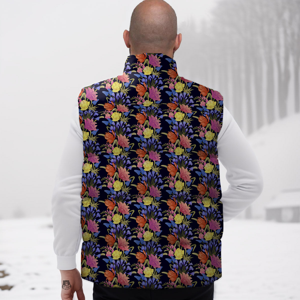 Tulip Colorful Print Pattern Down Vest-grizzshop