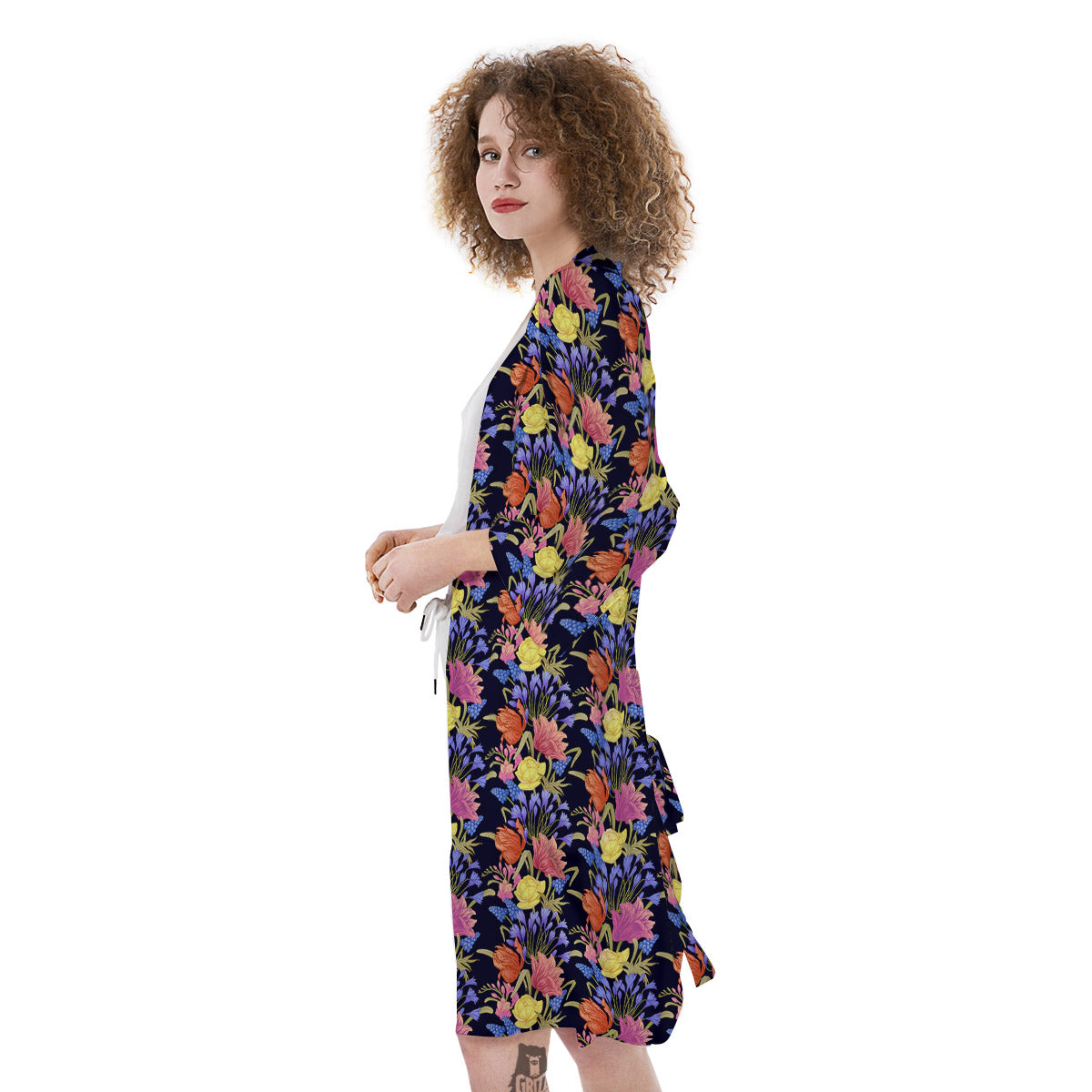 Tulip Colorful Print Pattern Kimono-grizzshop