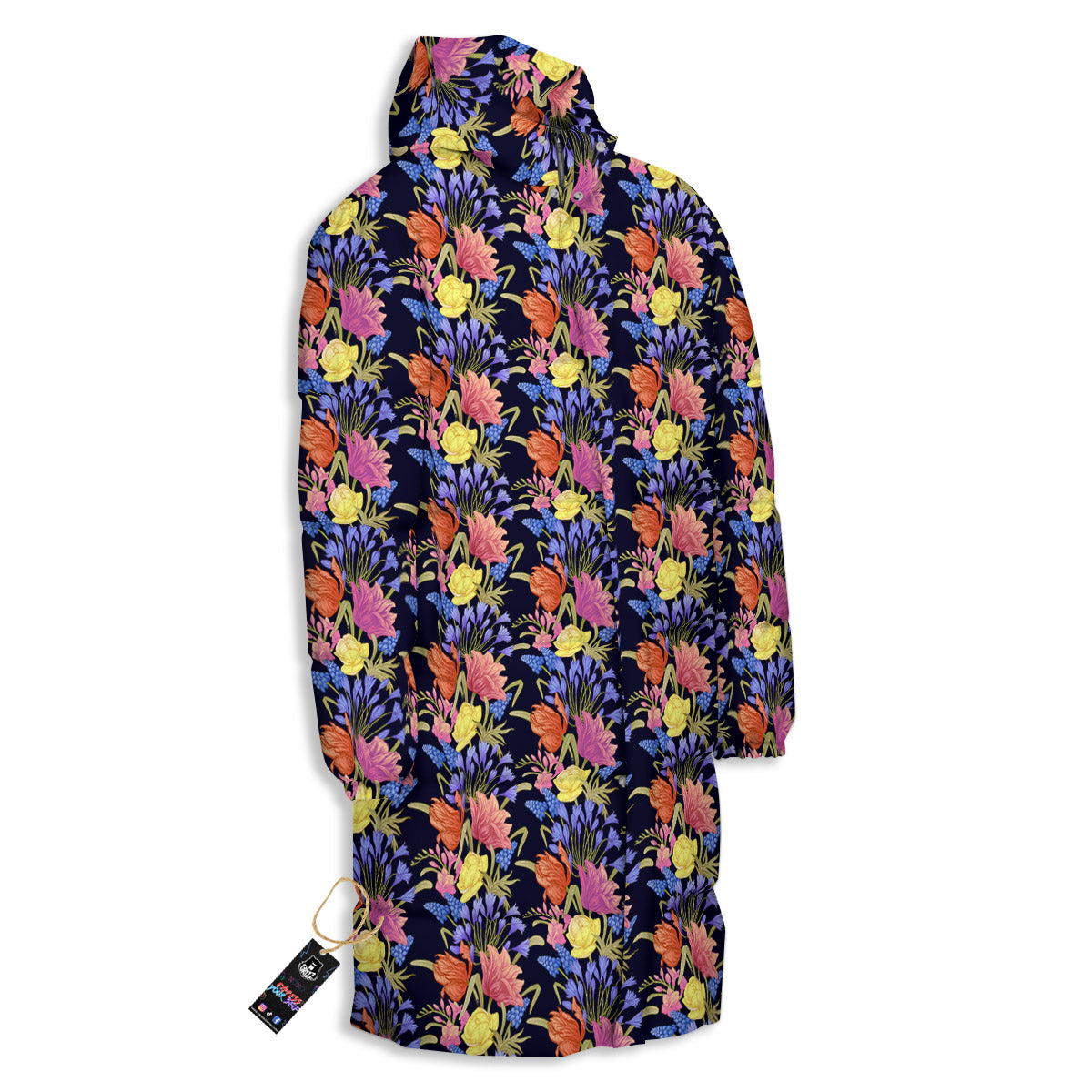Tulip Colorful Print Pattern Long Down Jacket-grizzshop