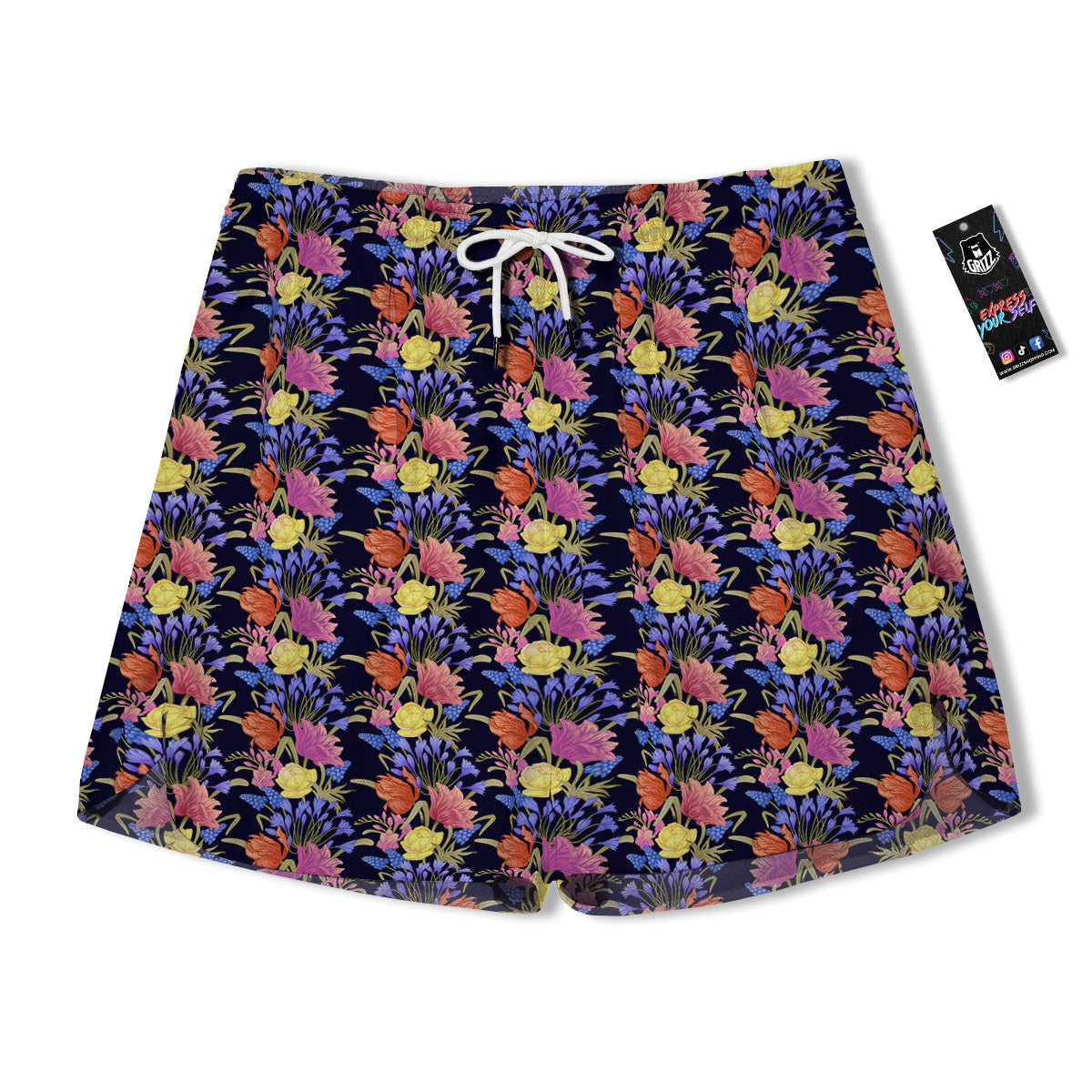 Tulip Colorful Print Pattern Men's Running Shorts-grizzshop