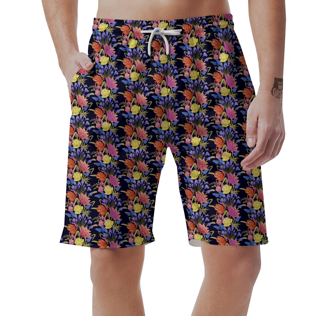 Tulip Colorful Print Pattern Men's Shorts-grizzshop