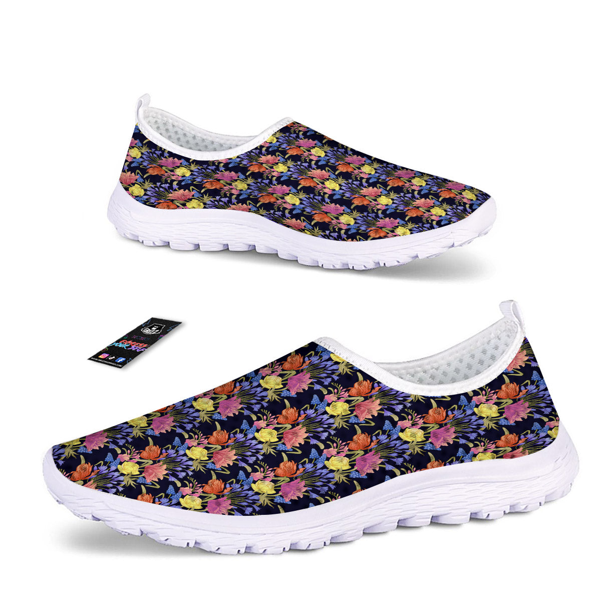 Tulip Colorful Print Pattern Nurse Shoes-grizzshop