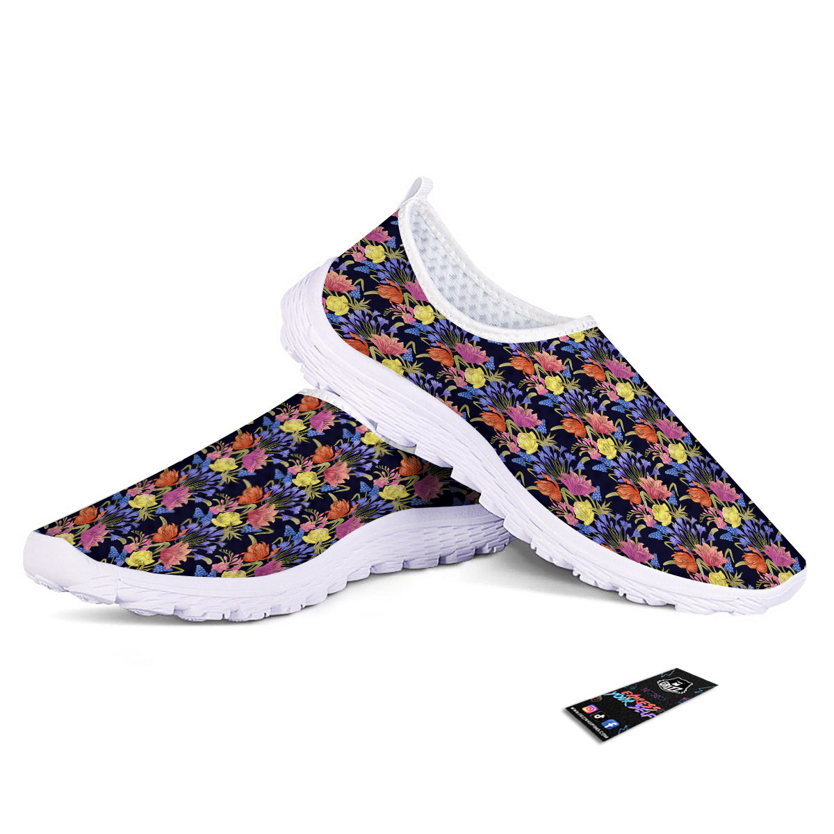 Tulip Colorful Print Pattern Nurse Shoes-grizzshop