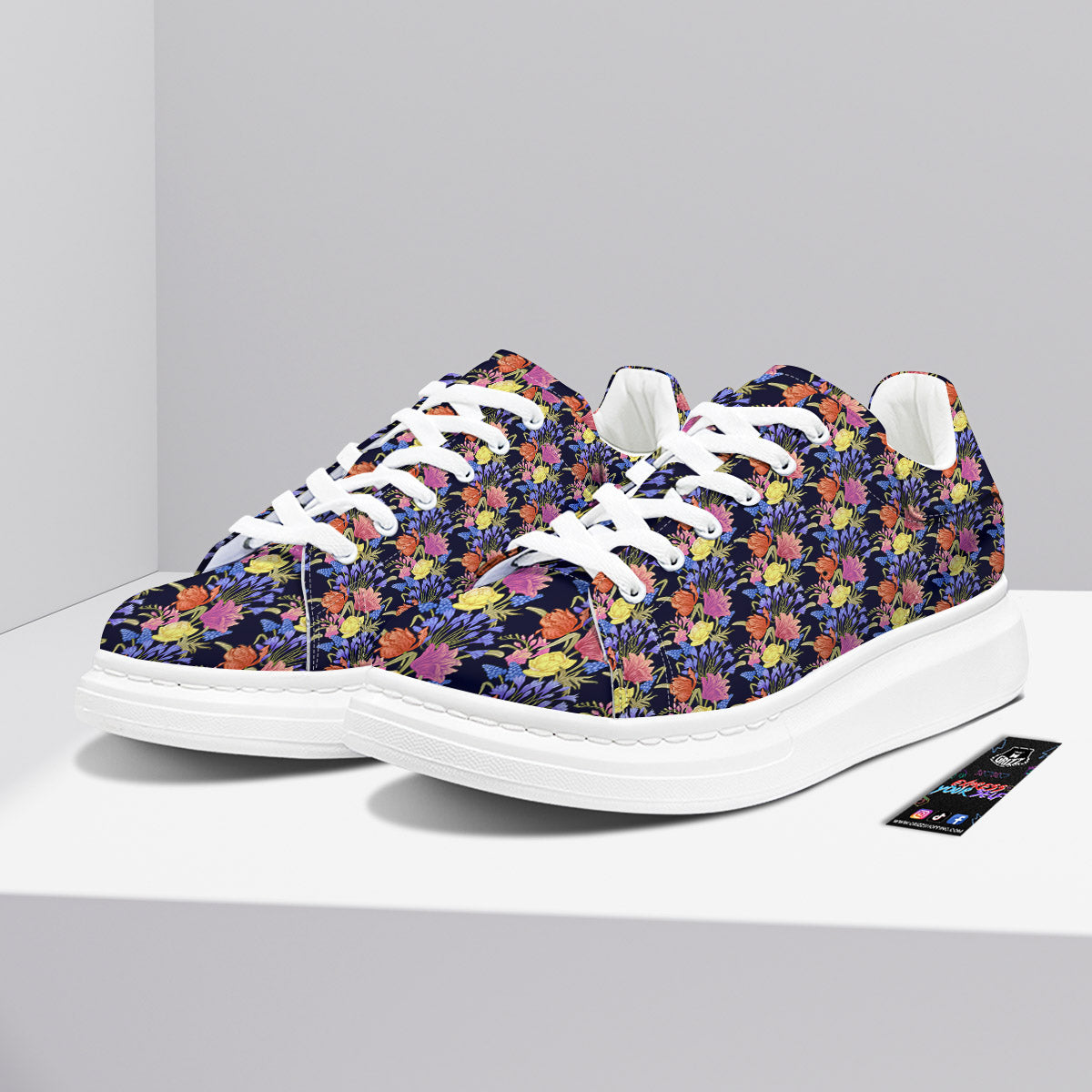 Tulip Colorful Print Pattern Platform Shoes-grizzshop