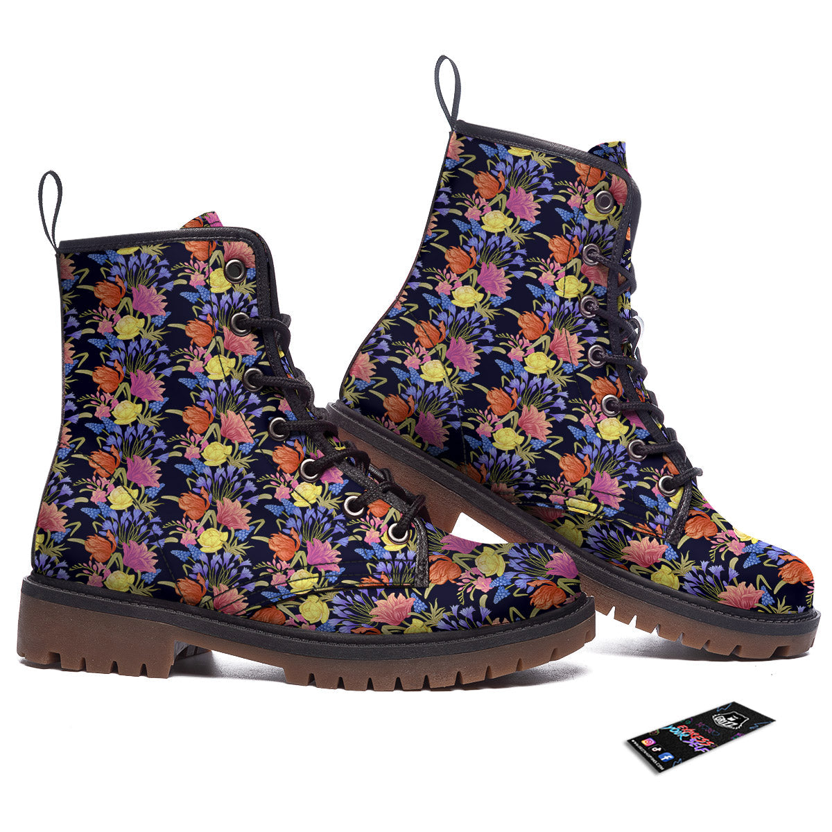 Tulip Colorful Print Pattern Work Boots-grizzshop