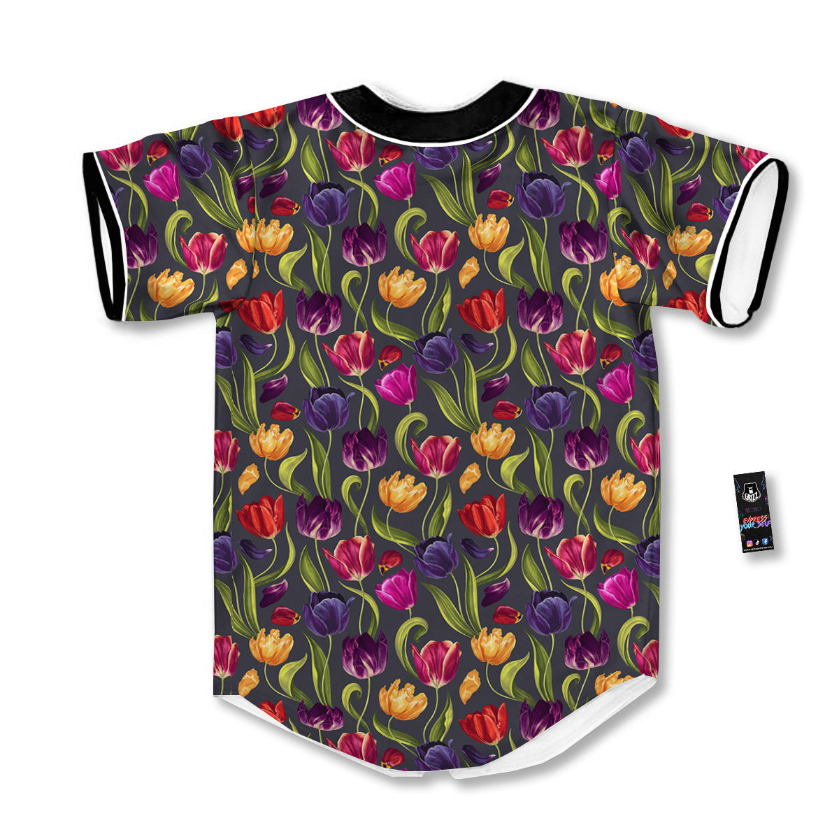 Tulip Colorful Watercolor Print Pattern Baseball Jersey-grizzshop