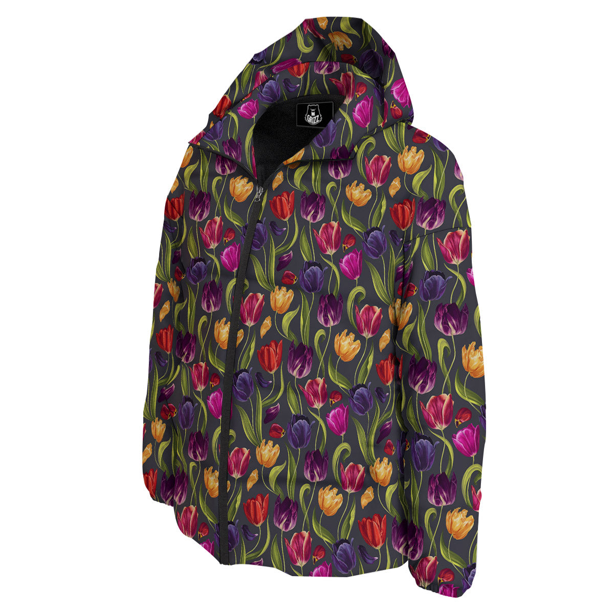 Tulip Colorful Watercolor Print Pattern Down Jacket-grizzshop