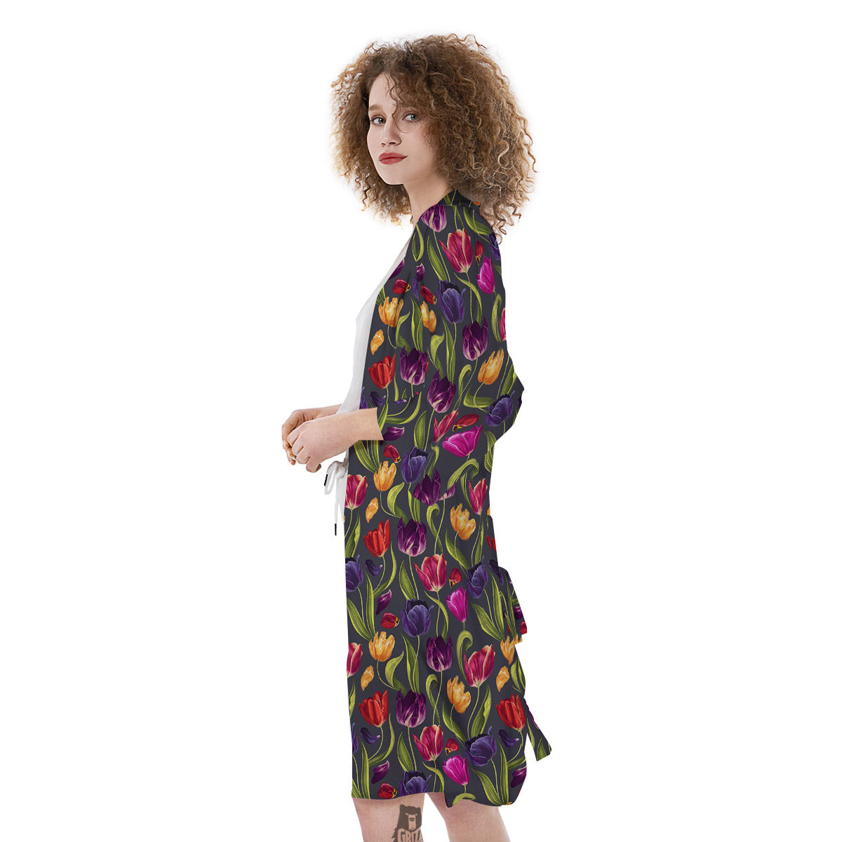 Tulip Colorful Watercolor Print Pattern Kimono-grizzshop